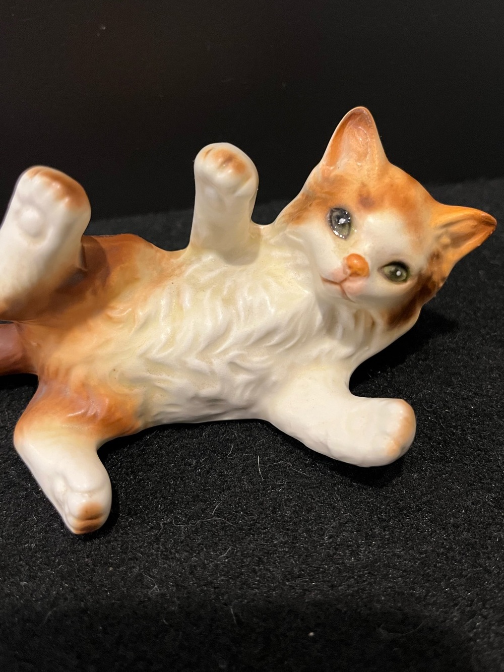 Vintage Orange and White Ceramic Kitten Figurine